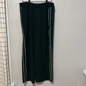 Dark green Wide-Leg Pants track pants White Stripes